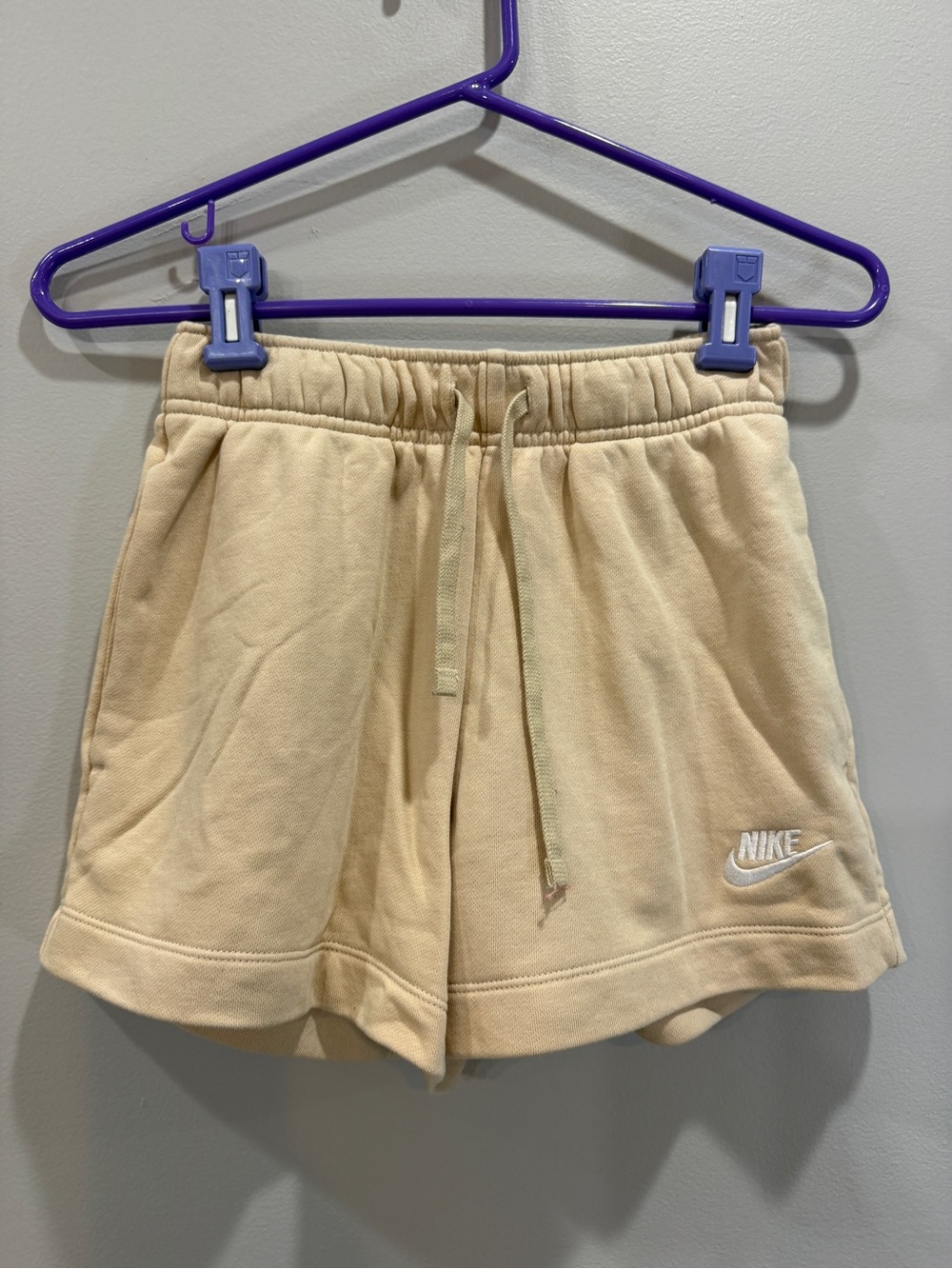 Nike Women's Beige Athletic Fleece Shorts - Drawstring Waist